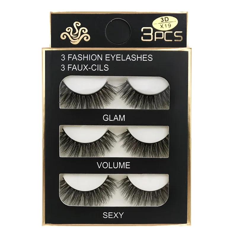 Faux Cils 3 זוגות ריסים מלאכותיים טבעיים ארוכים 3D מינק ריסי מינק רכים רכים מלוכלכים בעבודת יד ריסים מזויפים כלי איפור עיניים Maquiagem — image 13