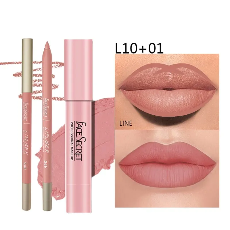 Matte Lipliner & Lipstick Set Waterproof, Μακιγιάζ χειλιών μακράς διαρκείας Απαλό ματ απόδοση χρώματος Γυναικεία καλλυντικά μακιγιάζ — image 6
