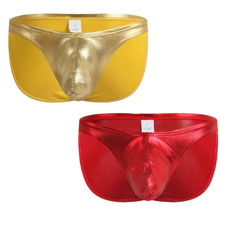 Men's Fashion Low Waist Imitation Leather Briefs with U Convex Pouch Sexy Underwear Lingerie 3PCS/2PCS/1PC Set — image 31