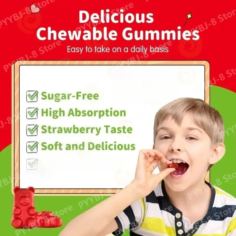 Magnesium Glycinate Gummies Strawberry Flavor with L-Theanine Vitamin B6/D3 Helps Reduce Stress and Support Muscle & Bone Health — image 5