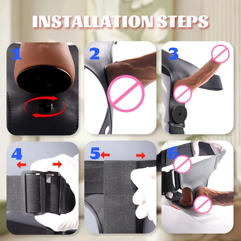 Strap On Realistic Dildo Vibrator Double Heads Vibrating Telescopic Dildos Strapon Belt Panties Sex Toys For Woman Lesbian Gay — image 5