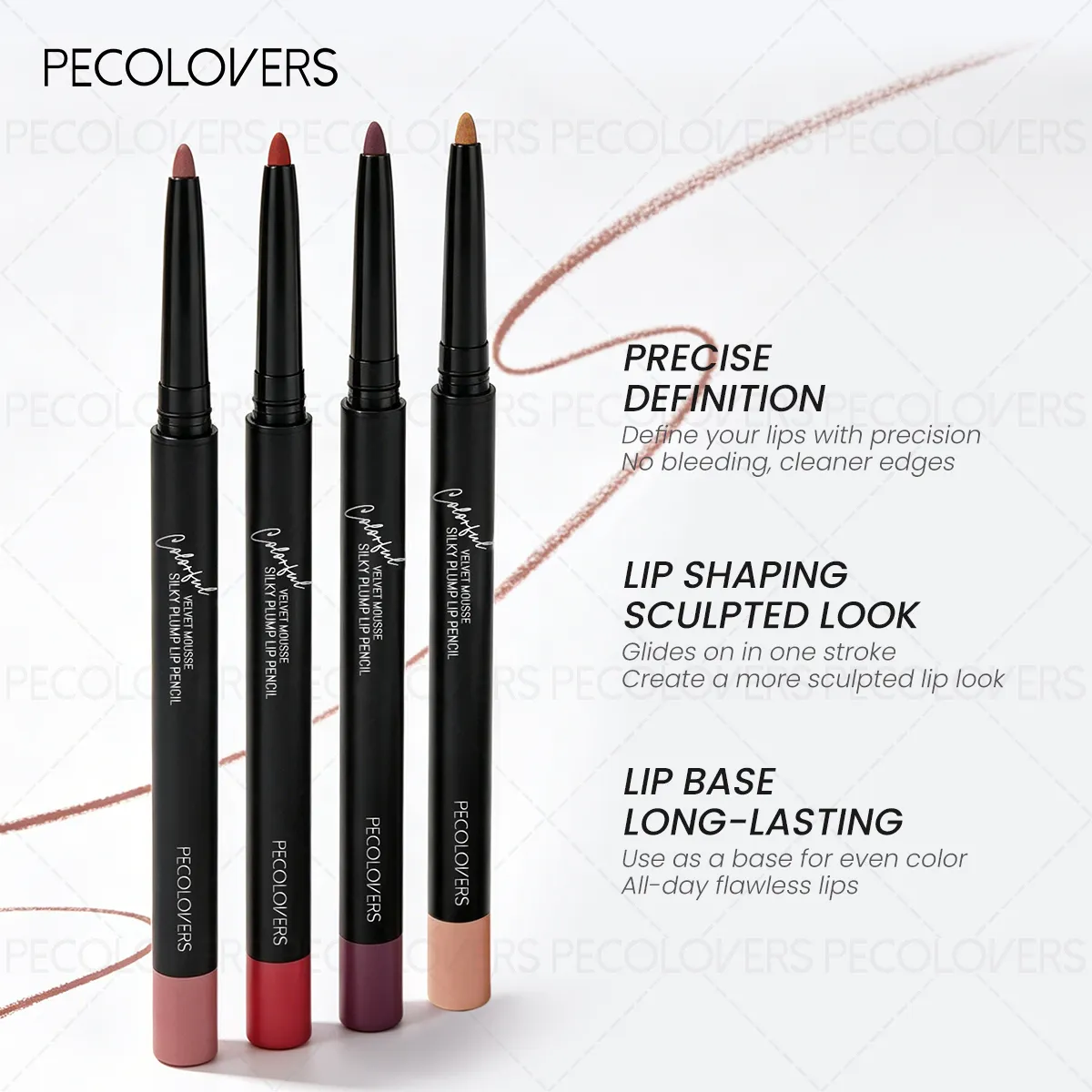 Ματ Lip Liner Φυσικό στυλό κραγιόν για όλους τους τύπους φωτός Ακριβής καθορισμός γραμμών χειλιών γυμνό ροζ μπεζ κόκκινο τόνους καθημερινό μακιγιάζ