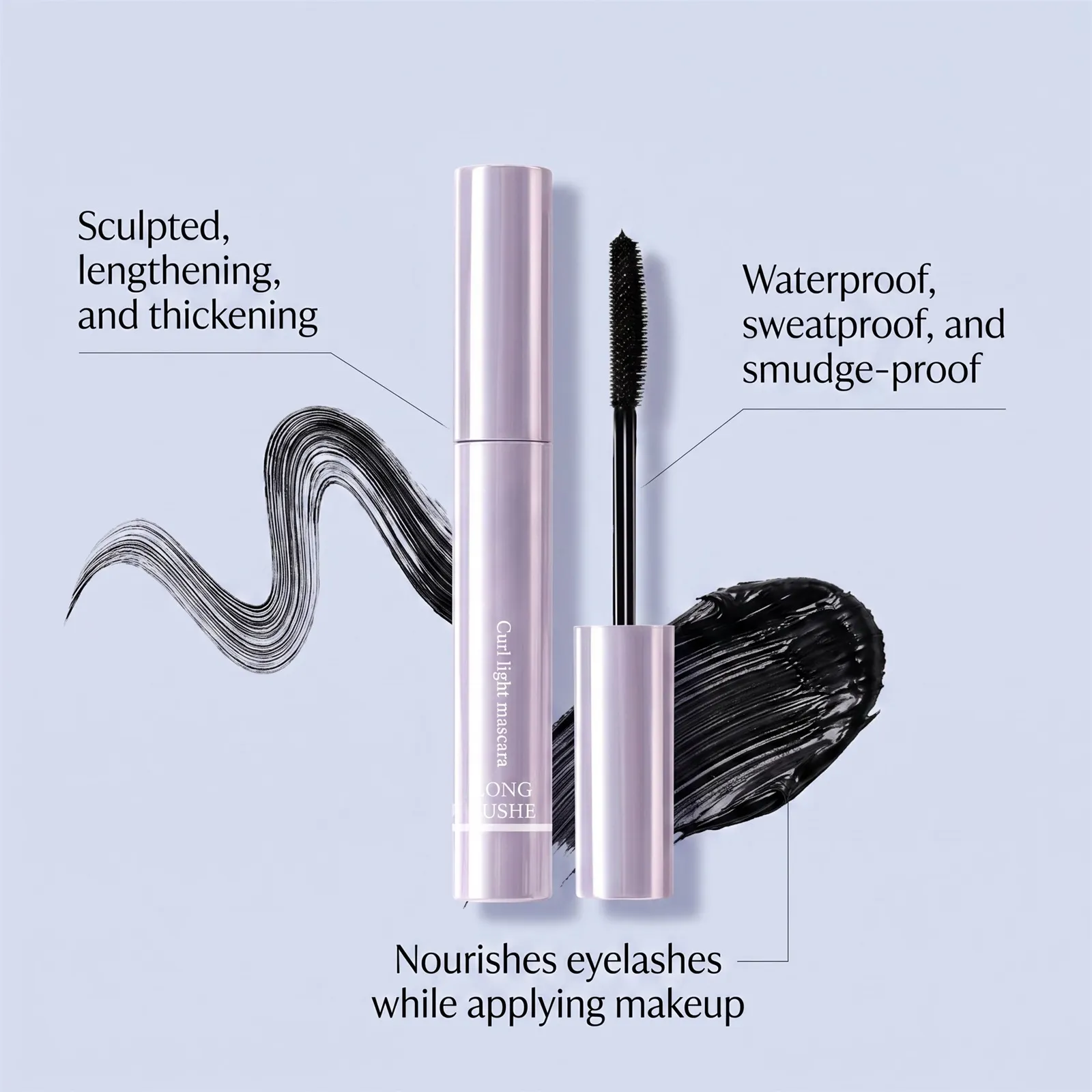 Αδιάβροχη μάσκαρα 3D επιμήκυνσης Black Eyelash Extension Eye Lashs Brush Long-wearing Silk Mascara Volumizing Cosmetics Δώρο