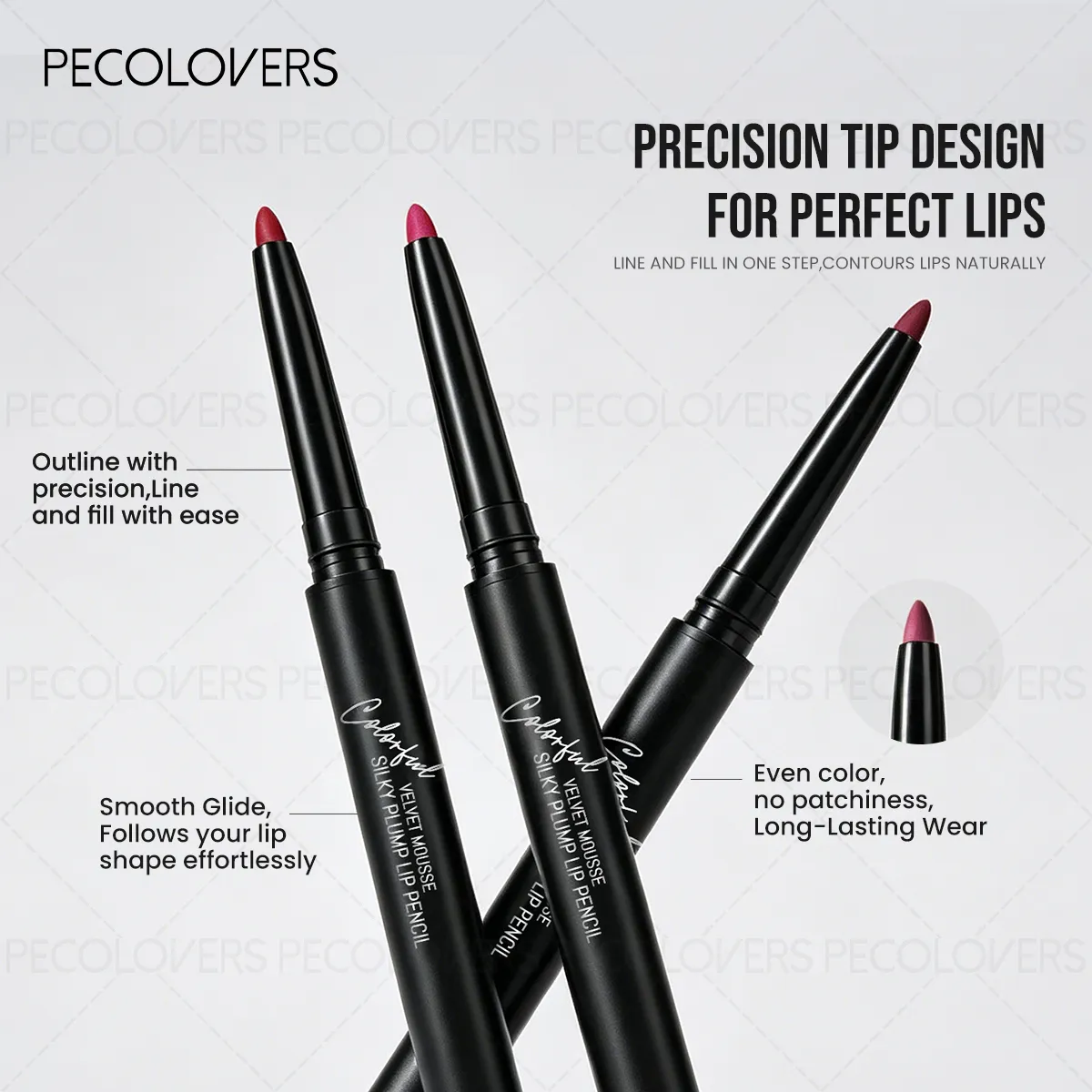 Ματ Lip Liner Φυσικό στυλό κραγιόν για όλους τους τύπους φωτός Ακριβής καθορισμός γραμμών χειλιών γυμνό ροζ μπεζ κόκκινο τόνους καθημερινό μακιγιάζ