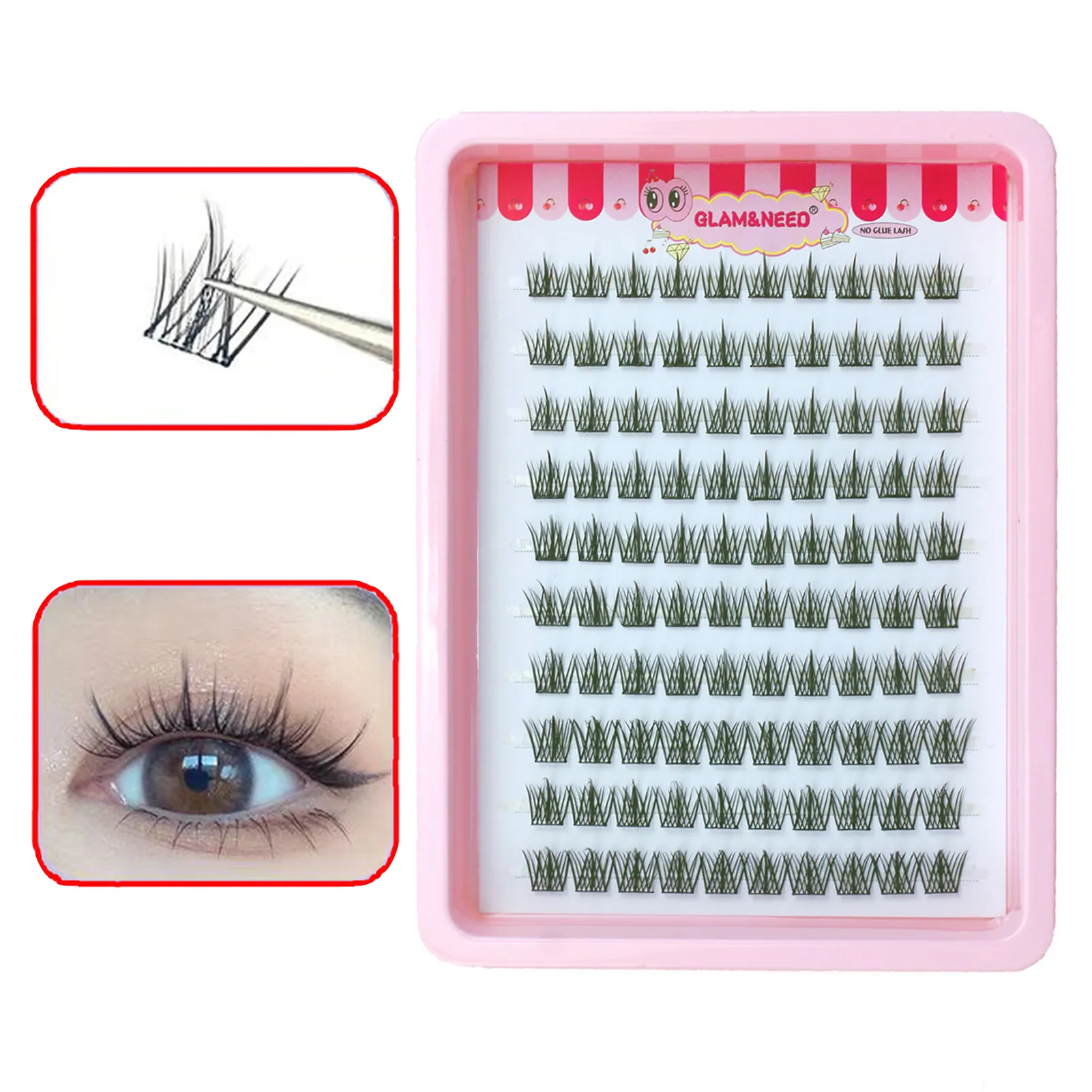 10 σειρές Cat Eye Single Cluster Fake Βλεφαρίδες Φυσικό μακιγιάζ Cosplay Ψεύτικες βλεφαρίδες Αυτοκόλλητο Φυσικό Wispy Lash Extension — image 4