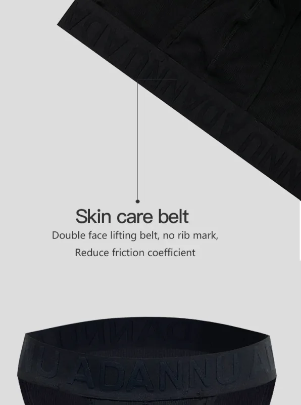 Men's Cotton Ribbed Skin-Friendly Bare Feel Convex Pouch Briefs, Embossed Letter Wide Waistband Slim Fit Underwear — image 13
