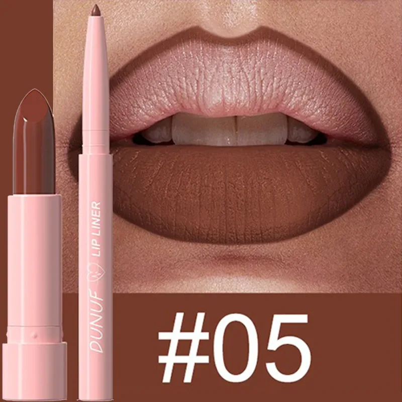 2 τεμάχια/Σετ Κιτ μακιγιάζ Lipstick+Liner Liner Matte Nude Αδιάβροχο μακράς διαρκείας, χωρίς λεκέδες, κωνική μύτη για τα χείλη Contour Pen Cosmetics