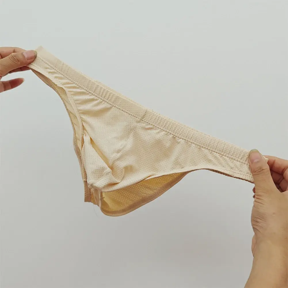 Sexy Skin Color Men Low Waist Mesh Breathable Jockstrap Pouch Half Hip Underwear Briefs Daily Fashion Panties — image 5