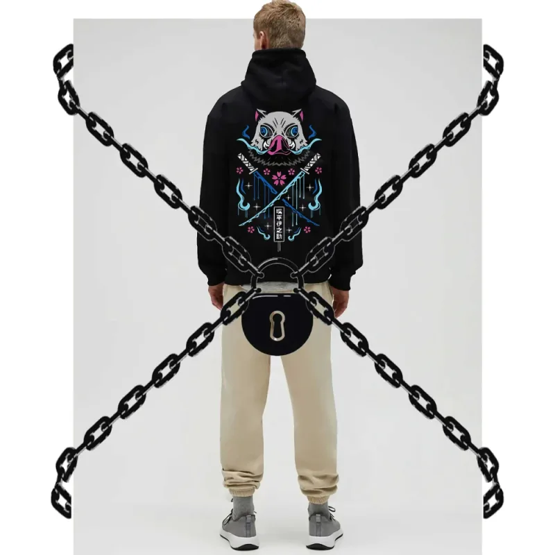 Felpe con cappuccio Anime Inosuke Uomo Donna Kimetsu no Yaiba Felpe Manga Kawaii Harajuku gotico Pullover con cappuccio Casual Streetwear — image 6