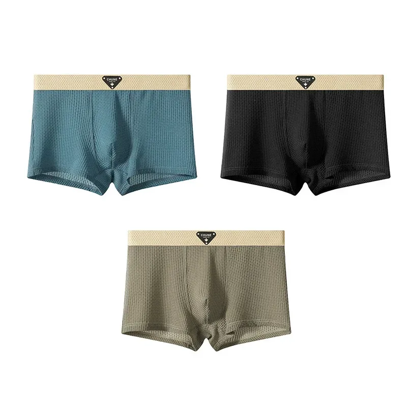 1/3PCS Men's Cool Ice Silk Boxers Shorts Summer Satin-like Solid Underpants Skin Friendly Breathable Mesh Crotch Male Underwear — image 34