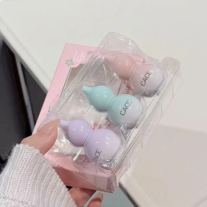 Mini Gourd Design Lip Glaze 3 Χρωμάτων Σετ Μακιγιάζ Διαρκείας Ενυδατικό Water Glass Lipgloss Tint Hydrating Lip Stain Cosmetic