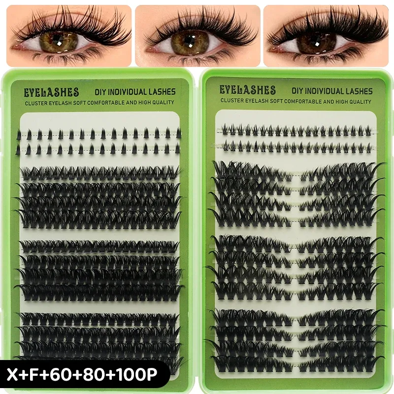 DIY Manga Spiky Cluster Lash Extensions Natural Mega Volume Individual Pre-cut Segmented Vlash for At-home Eye Makeup