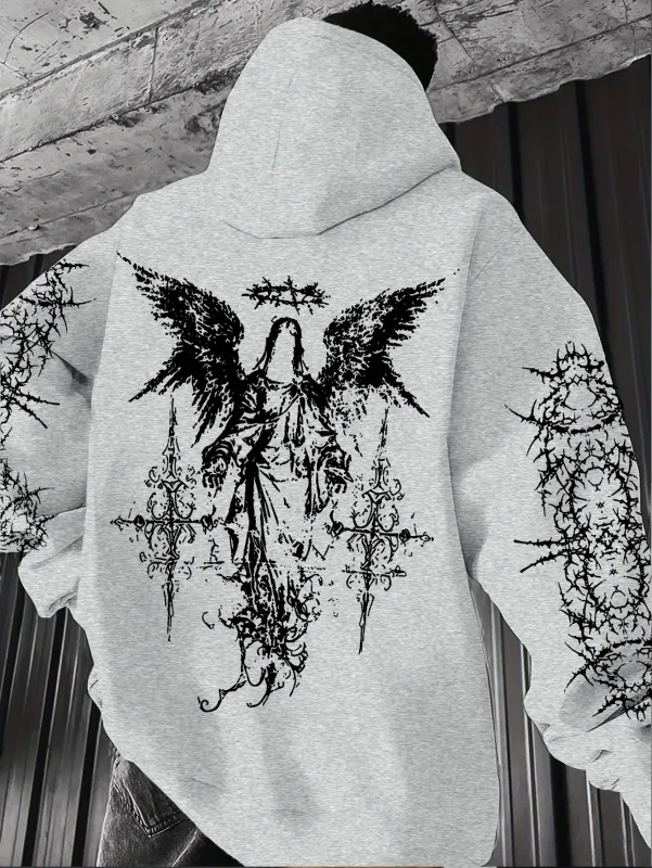 Sudaderas con capucha de estilo gótico con estampado de Ángel para hombre y mujer, sudadera informal de calle para exteriores, tendencia deportiva, sudadera de manga larga de Hip-hop para parejas, Otoño e Invierno — image 7