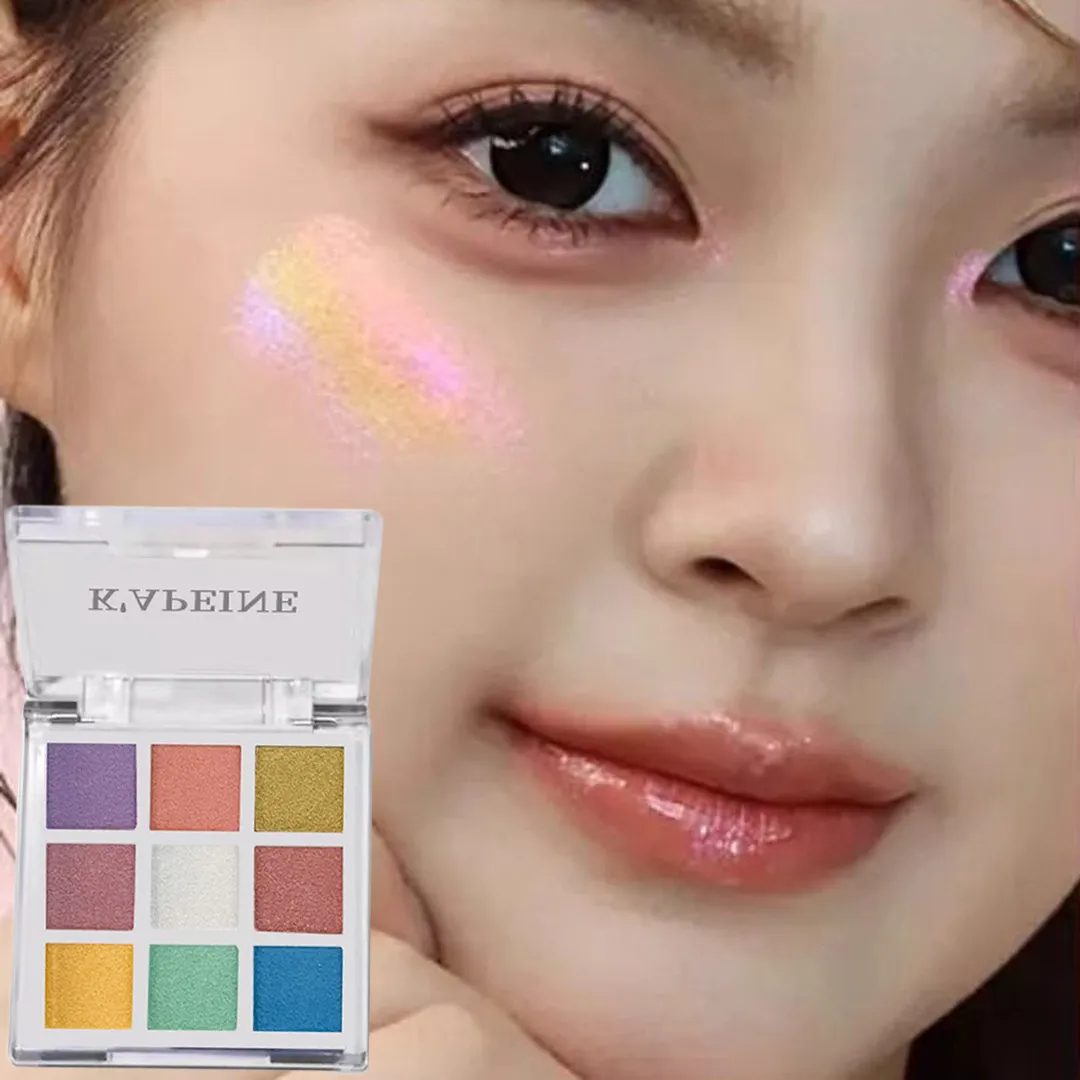 Παλέτα σκιών ματιών 9 χρωμάτων Glitter Chameleon Αδιάβροχο κιτ καλλυντικών με συμπιεσμένη πούδρα μακράς διαρκείας Μόδα παλέτα μακιγιάζ ματιών για γυναίκες
