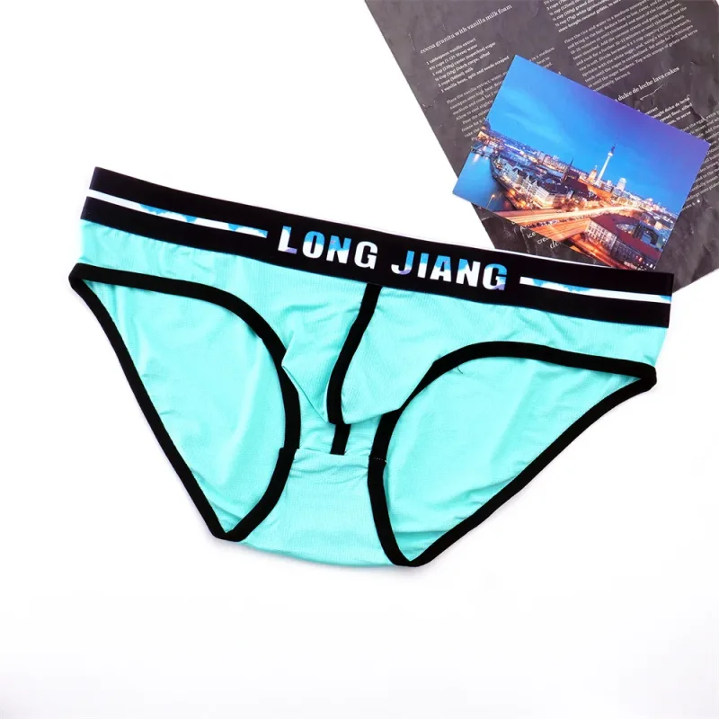 Sexy Men U Convex Underwear Slip Breathable Letters Waistband Ice Silk Briefs Plus Size Male Panties S-XL — image 19