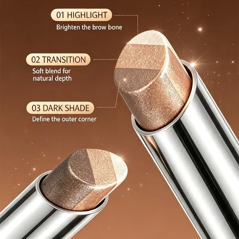Tricolor Eyeshadow Stick Glitter Highlight Contour Shadow Stick Μακιγιάζ ματιών Αδιάβροχο με λάμψη και διάρκεια μεταλλικό μακιγιάζ για σκιές ματιών — image 5