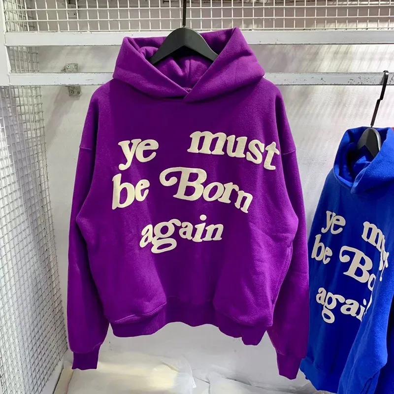 23FW Classic Foam Logo Ye Must Be Born Again קפוצ'ון גברים נשים באיכות הטובה ביותר אוברסייז Kanye West CPFM.XYZ Sweatshirts Multicolor
