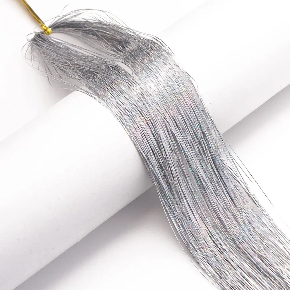 3 τεμ./συσκευασία 120cm Πολύχρωμα PET LLaser Hair Tinsel Strands Μεταλλικά Extensions Μαλλιών για DIY Party Cosplay Αξεσουάρ Μαλλιών — image 12