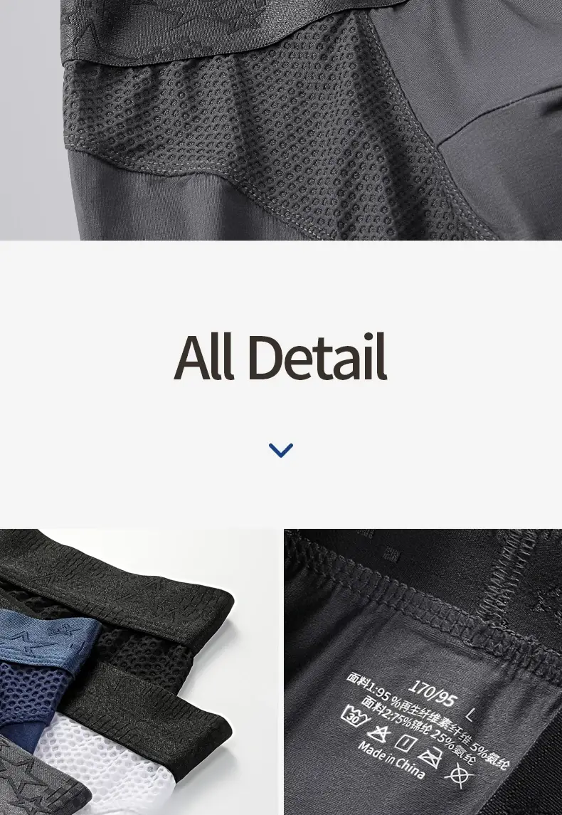Extended sports underwear, men's boxer shorts, Modal anti-leg abrasion running, large size breathable training quadrangle shorts — image 9
