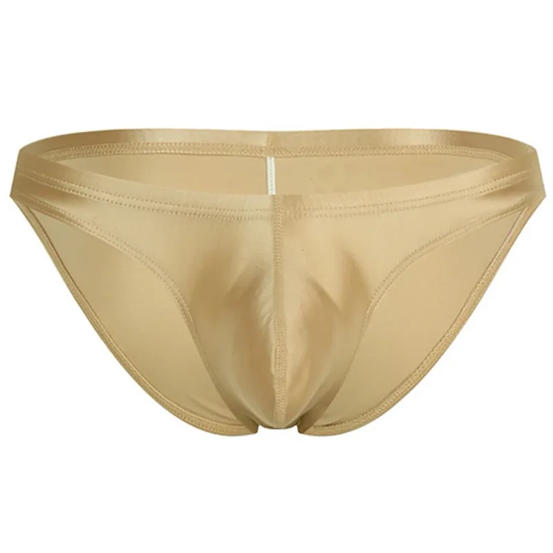 Mens Oil Shiny Glossy Silk Briefs Underwear Pouch Underpants Breathable Panties Low Rise Male Underpant Bikini