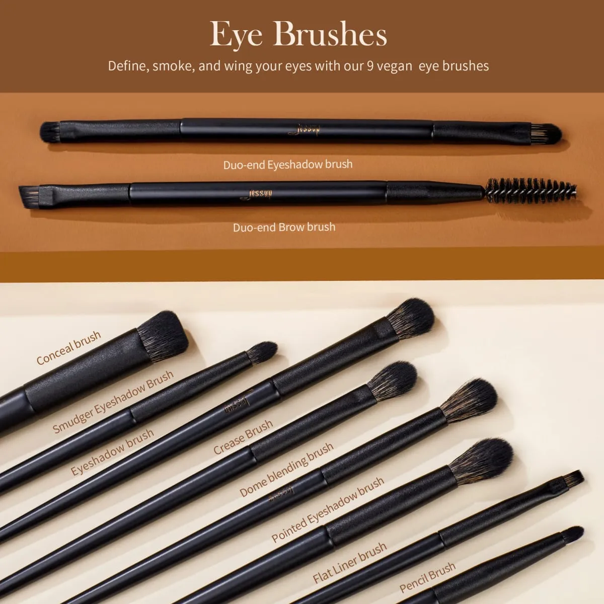 Jessup Σετ Πινέλων Μακιγιάζ 10-14pcs Πινέλο Μακιγιάζ Contour Foundation Πούδρα Σκιάς Ματιών Highlight Blending Concealer Liner T336 — image 4