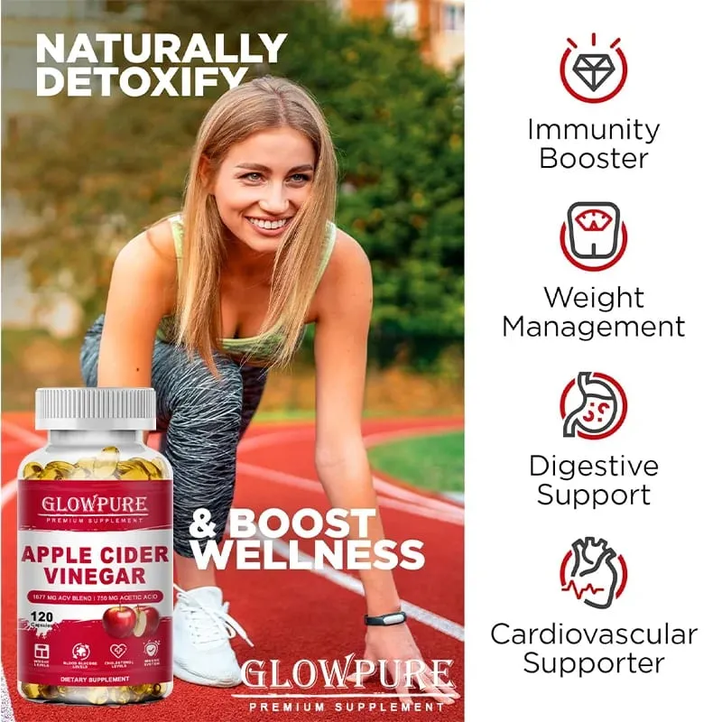 Apple Cider Vinegar Capsules Detox For Bloating and Constipation Slimming Fat Burning Digestive System Health — image 4