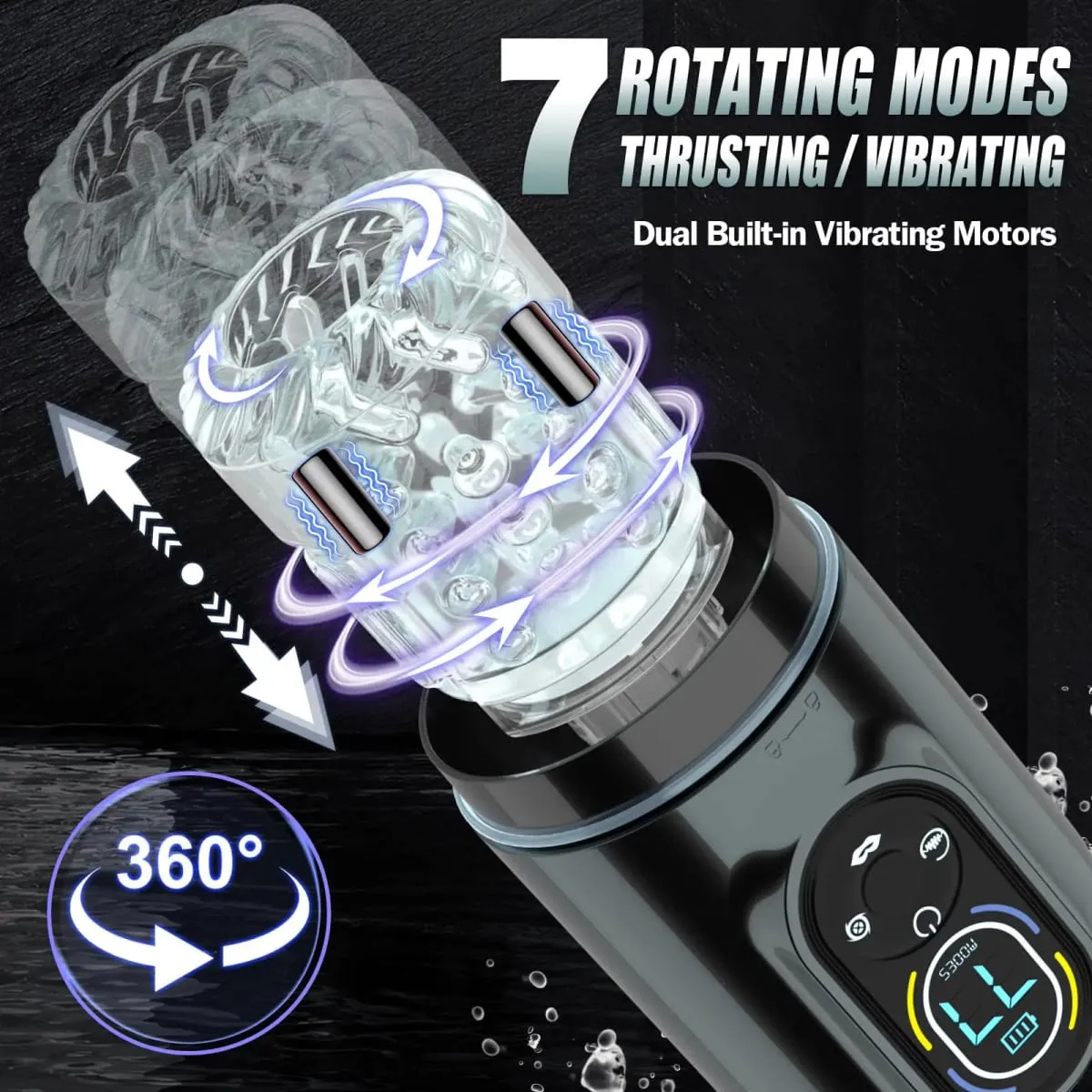 New LCD Automatic Male Mastubator Penis Pump With 7 Vibrating Rotating Thrusting & Licking Modes Pocket Pussy Sex Toys for Men