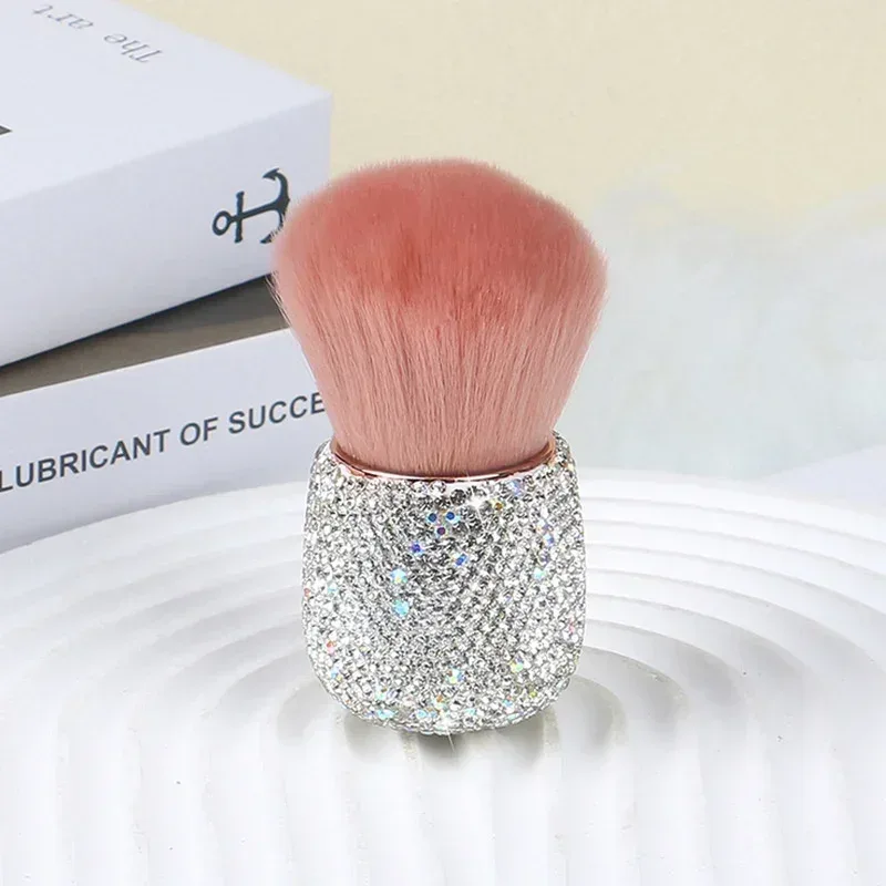 Pincel de maquiagem profissional com cabo de diamante, pincel para pó solto, blush, cabeça de cogumelo, base, blush, cabelo macio, ferramenta