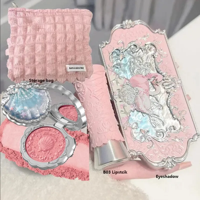 Σετ μακιγιάζ Flower Knows Bunny Garden Collection 6 χρωμάτων παλέτα σκιών ματιών ανάγλυφο Blusher Shine Κιτ κραγιόν Maquiagem