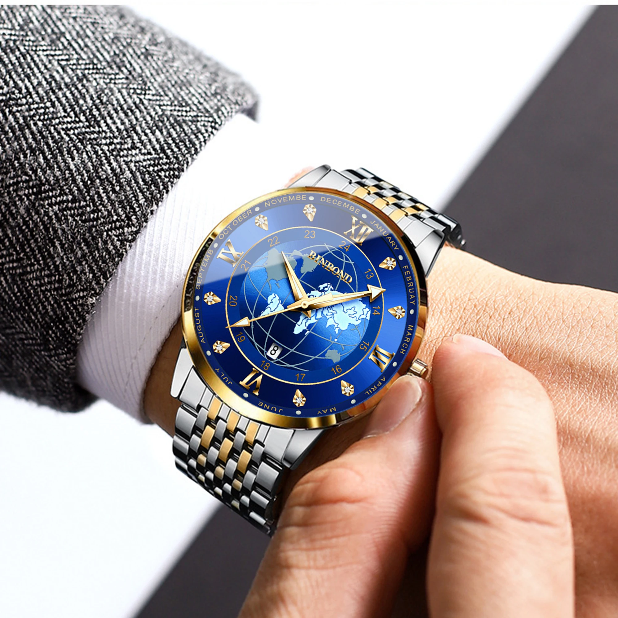 Original Stainless Steel Quartz Watches For Men Luxury Luminous Waterproof Men's Watch Reloj Hombre Wristwatch Mal Gift