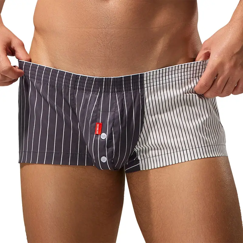 Seobean Men's Color-Block Striped Pure Cotton Home Underwear Shorts Comfortable Breathable Casual Pants for Men — image 3
