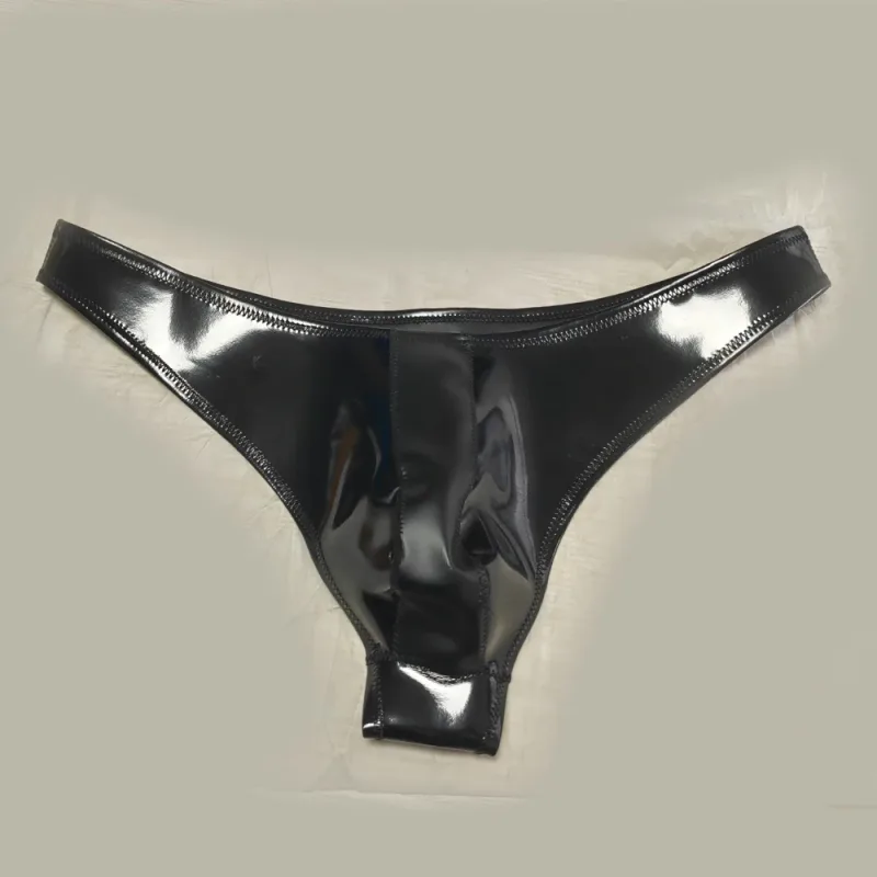 Sexy Men Double Sided PU Hot Short Shiny U Convex Briefs Sexy Lingerie G-string PVC Faux Latex Low Waist Bikini Gay Wear Plus — image 4