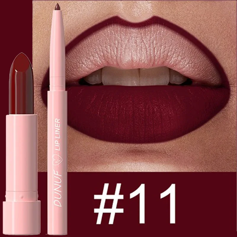 2 τεμάχια/Σετ Κιτ μακιγιάζ Lipstick+Liner Liner Matte Nude Αδιάβροχο μακράς διαρκείας, χωρίς λεκέδες, κωνική μύτη για τα χείλη Contour Pen Cosmetics