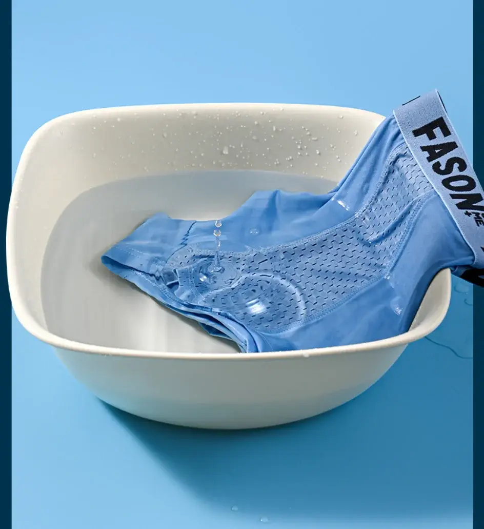 Sous-vêtements en maille de soie glacée pour hommes, Boxer respirant antibactérien, slip surdimensionné, short pour hommes