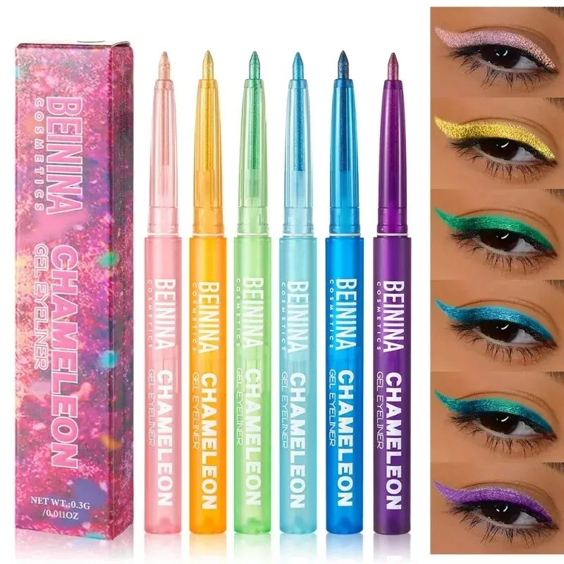 Γυαλιστερό Chameleon Yellow Eyeliner Gel Pen Μεταλλική σκιά ματιών Πολύχρωμο Liner ματιών Pearlescent Polarized Inner Eyes Pigment Μακιγιάζ — image 3