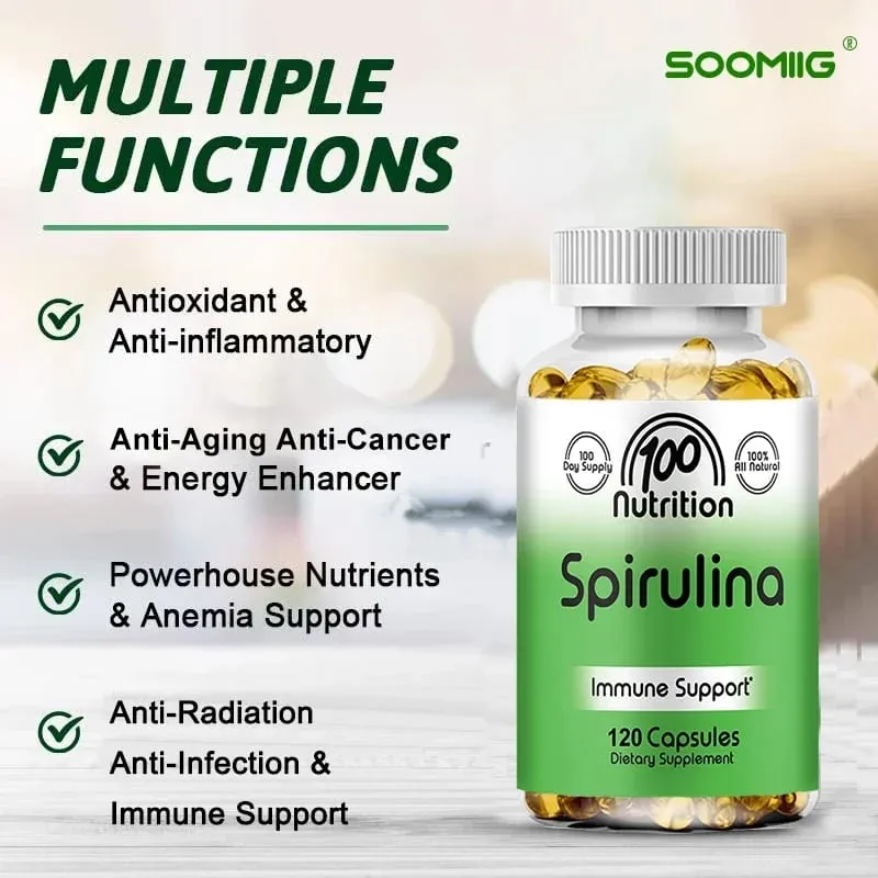 Organic Spirulina 2000 Mg Kiegészítő – segíti a méregtelenítést az immunrendszerben Szív- és érrendszeri antioxidánsok B-vitaminok — image 5