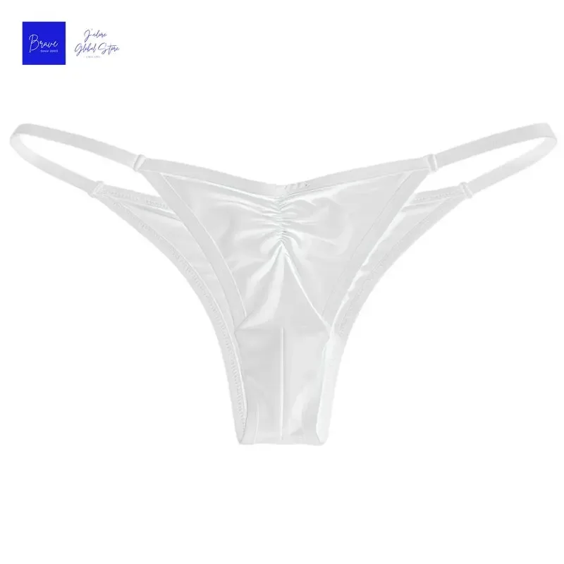 1 Piece Men's Sexy Thong - High Slit Ruched Semi-transparent Ice Silk Fabric Breathable No-Stick Casual Daily Men Underwear — image 1