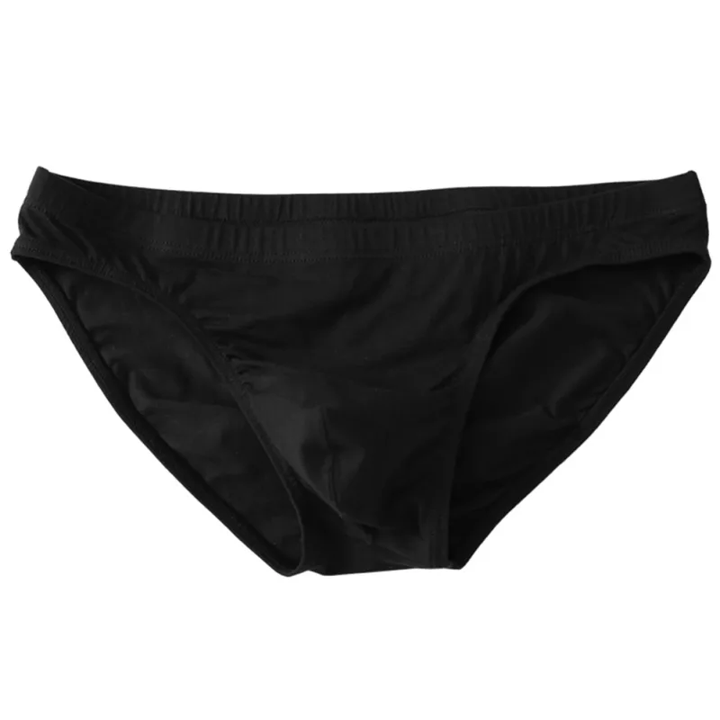 Skin Friendly Mens Cotton Underwear Briefs Breathable Low Waist U-Convex Pouch Underpants Simple Grey Black