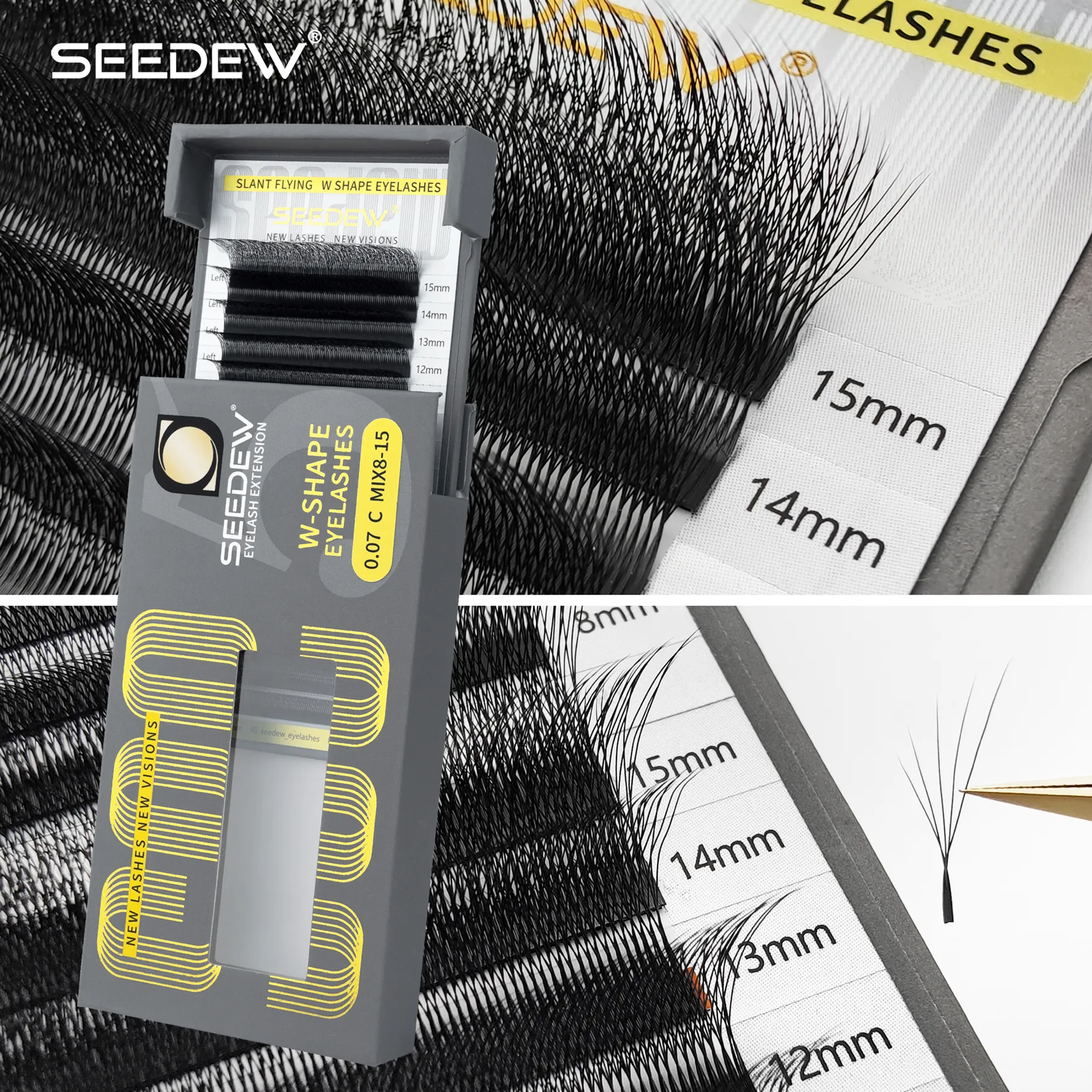 Fox 5D Eyelash Extension σε σχήμα W Clover Air Serie Cat Eye Όγκος Fox Eye Lashes Slant Flying Fase Elashes — image 6