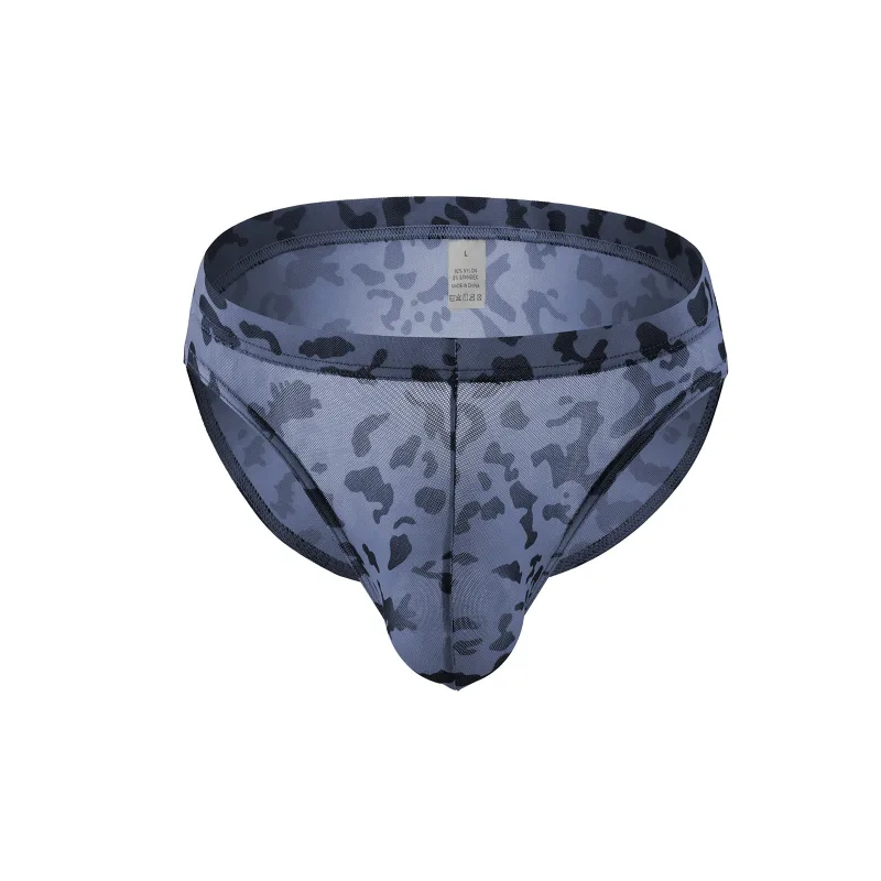 Men Sexy Briefs Underwear Mesh Sheer Ultra-Thin Underpants Big Penis Pouch See Through Panties Leopard Bikini — image 22