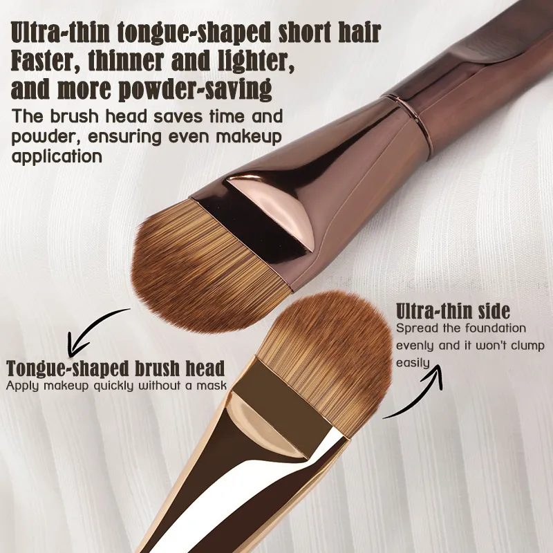 1 pçs ultra fino fundação escova em forma de língua sem emenda corretivo cabeça plana macio ferramentas de beleza do cabelo pincéis de maquiagem máscara escova