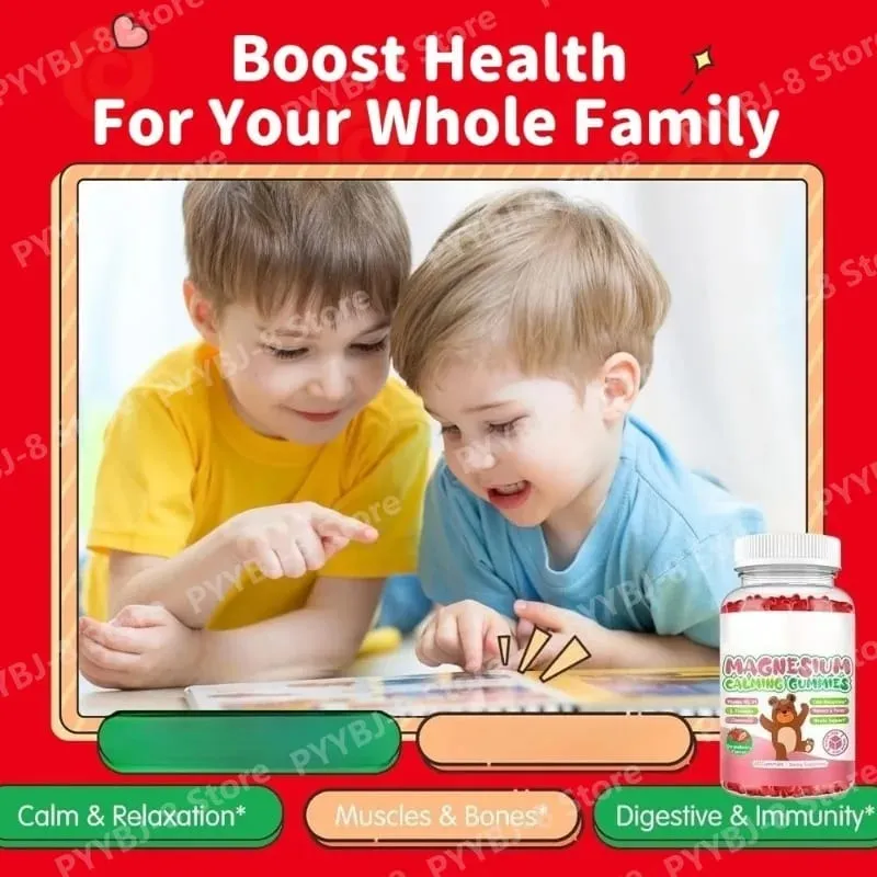 Magnesium Glycinate Gummies Strawberry Flavor with L-Theanine Vitamin B6/D3 Helps Reduce Stress and Support Muscle & Bone Health — image 4