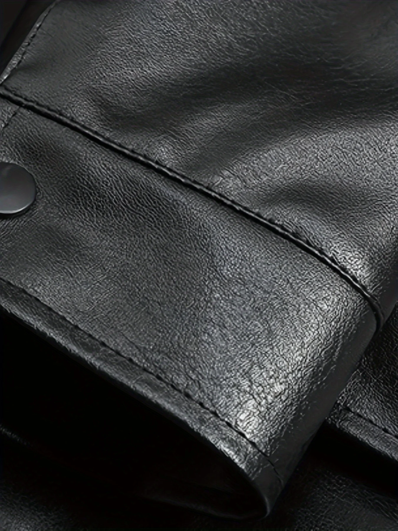 Men's Autumn and Winter Black Gold Graphene Lined Camel Hair Warm Fur Collar Pu Leather Jacket — image 5