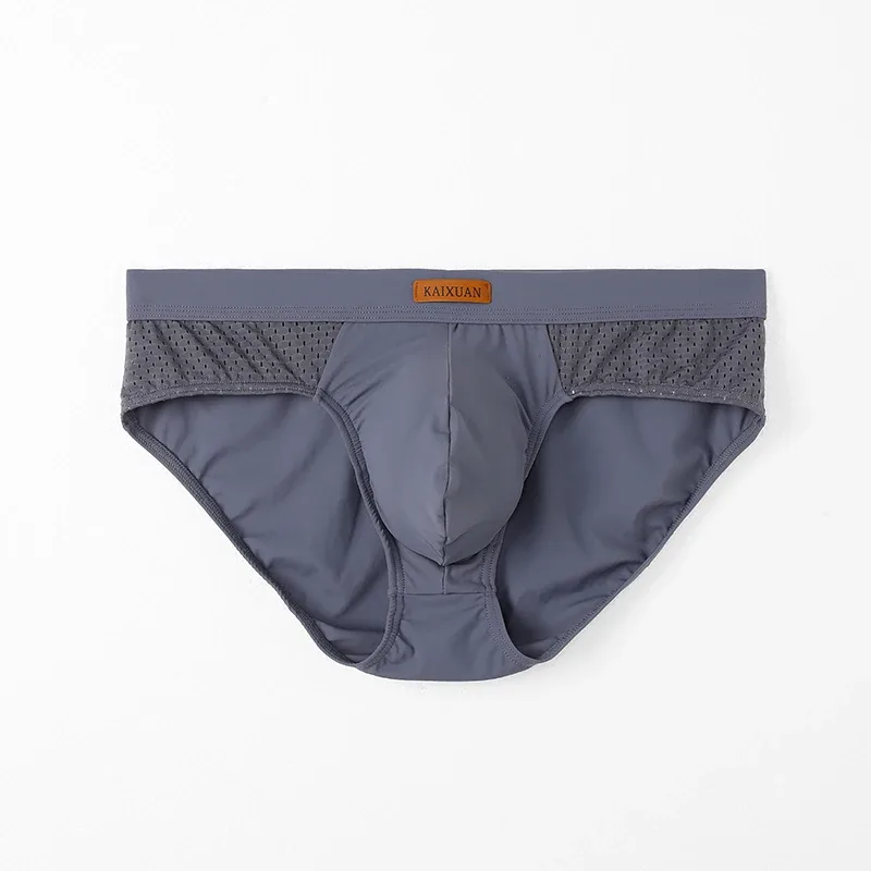 Men's Summer Ice Silk Mesh Briefs Quick Dry U-Pouch Separated Crotch Breathable Underwear Triangle Design for Comfort — image 23