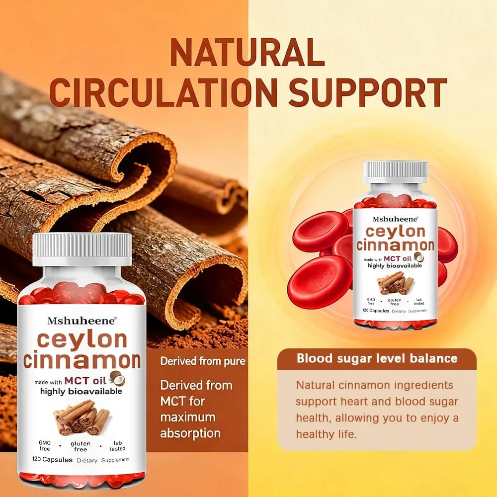 Organic Ceylon Cinnamon Capsules 600mg High Potency Supports Antioxidant Immune Energy Heart Joint Bone & Digestive Health