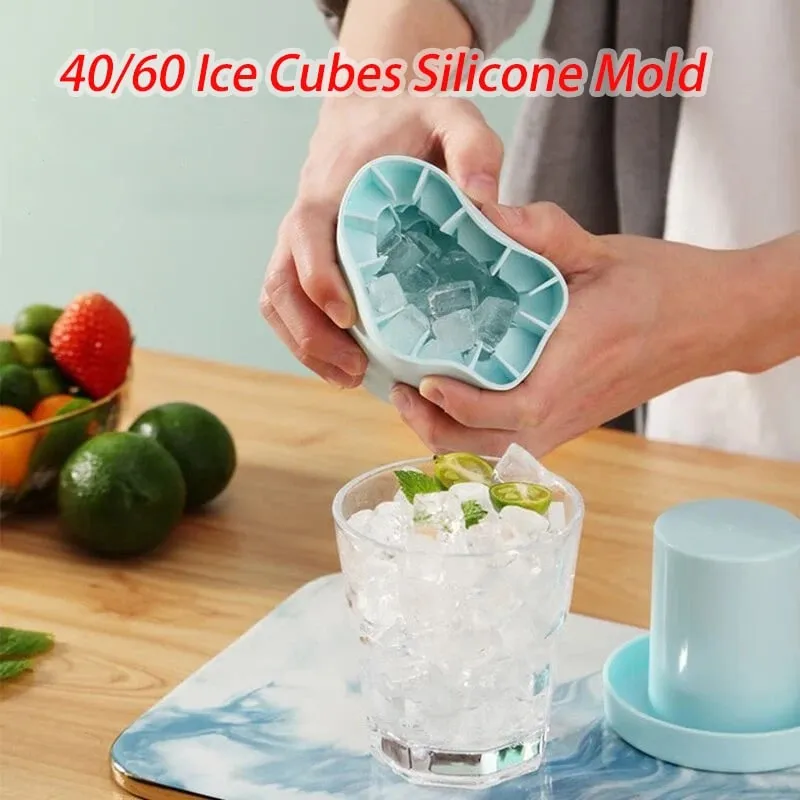 40/60 Ice Cubes Mold σιλικόνης Στρογγυλός κάδος πάγου Κουτί αποθήκευσης πάγου Οικιακά DIY Ψυγείο Freeze Ice Maker Creative Barware — image 2