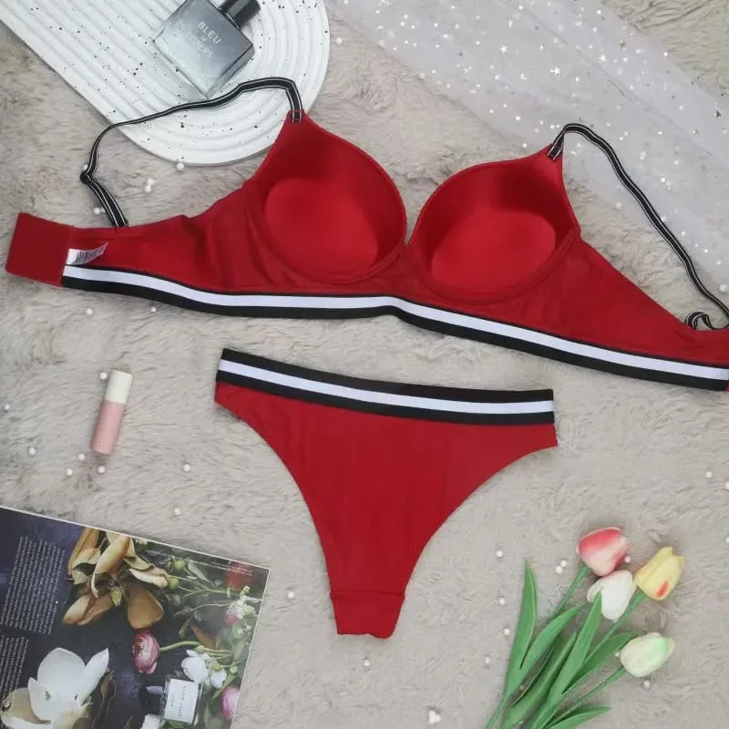 Σέξι Push Up Σετ σουτιέν Ρυθμιζόμενες τιράντες Underwire Comfort σουτιέν Εσώρουχα με επένδυση Cup Intimates — image 2