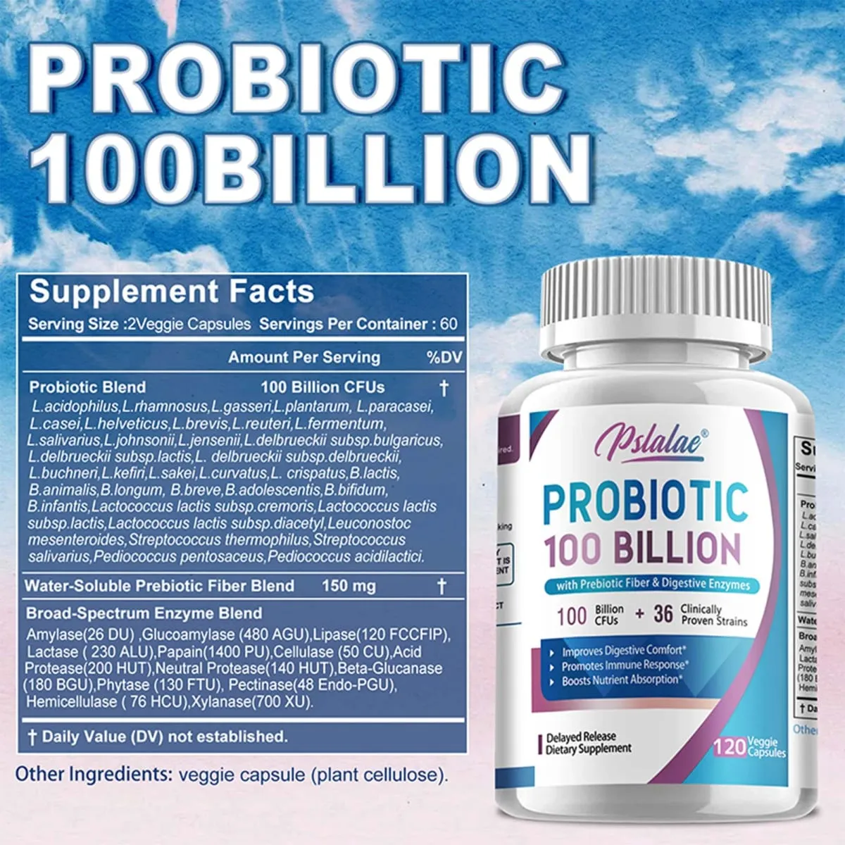 Probiotics 100 Billion - Help with Intestinal Health Nutrient Digestion Weight Management Bloating Relief Calorie Control