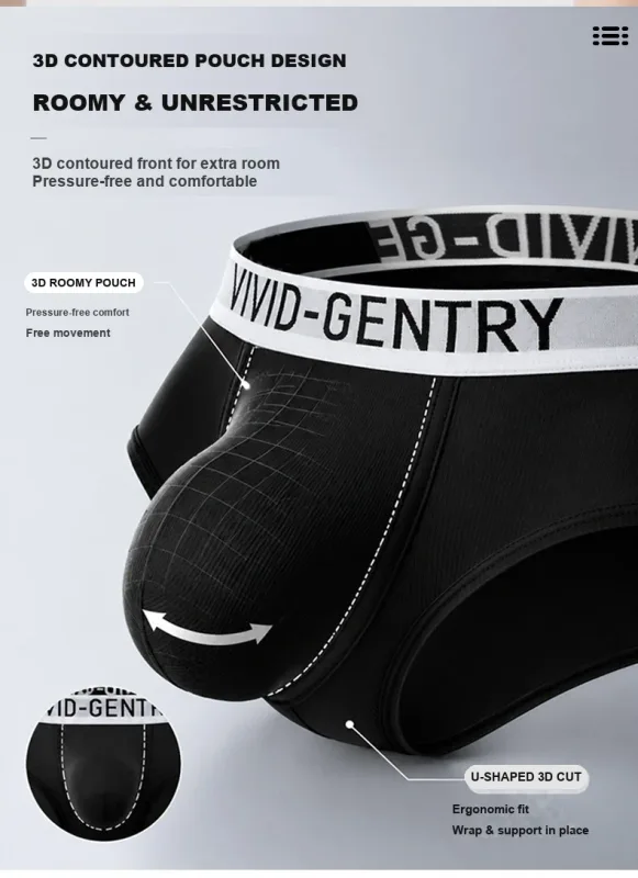 Men's Elastic Ice Silk Underwear Sexy Big U Convex Pouch Briefs Korean Youth Breathable Sports Panties Solid Mid Waist Underpant — image 8