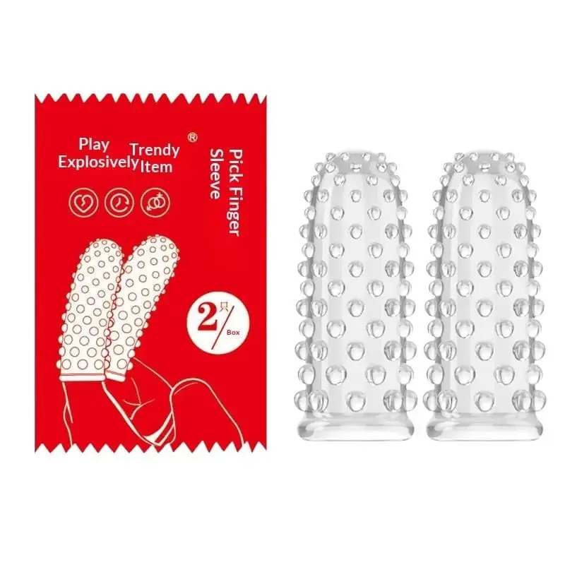 2 Pack TPE Finger Sleeve Χωρίς δονητές G Spot Orgasm Massage Clitoris Stimulator Masturbators Πρωκτικό παιχνίδι σεξουαλικού σεξ για γυναίκες άντρες Αρχάριους — image 6